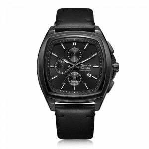 Alexandre Christie AC 6616 Full Black Leather Man MCLIPBA